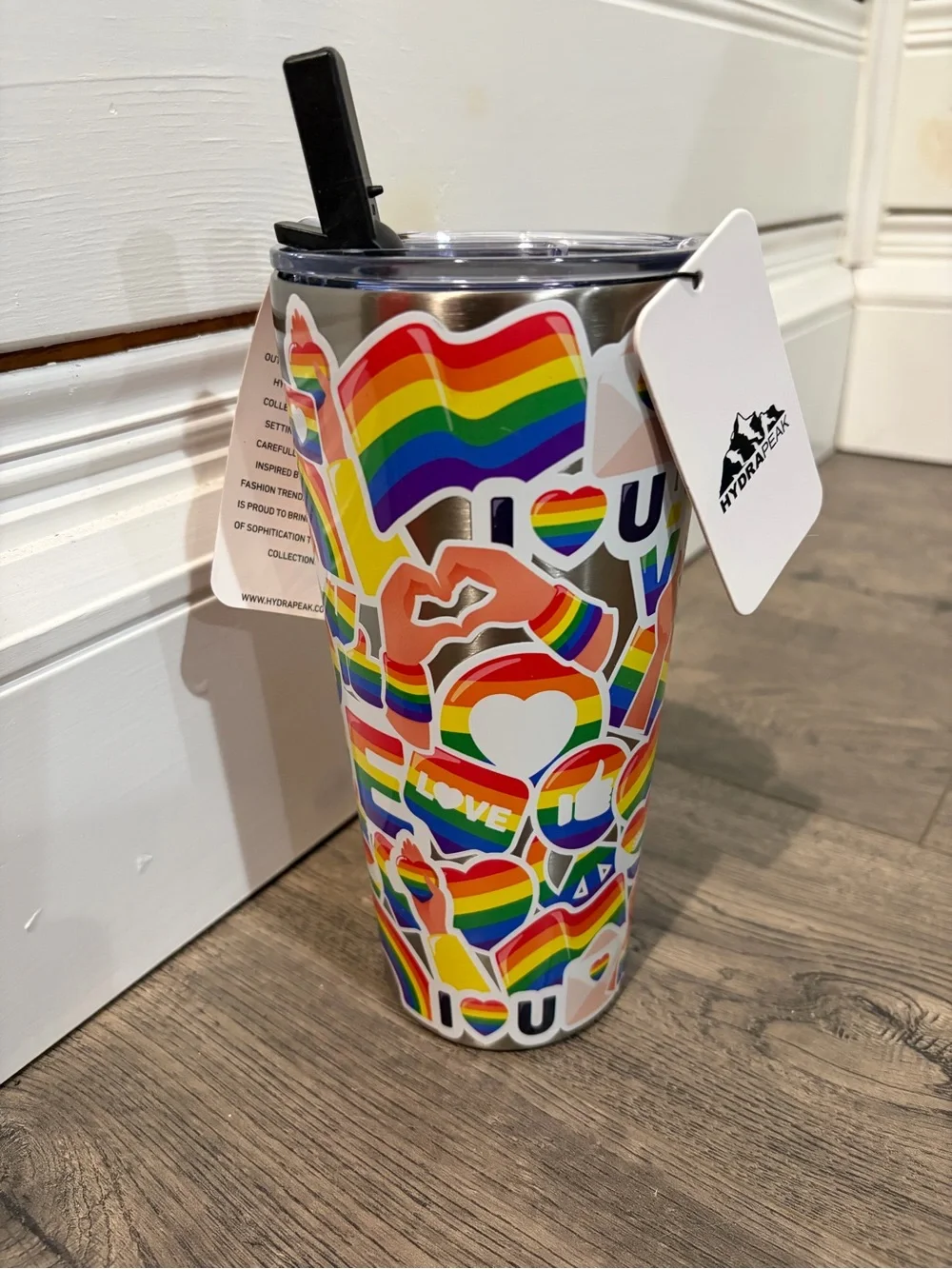 Rainbow Pride Stainless Steel Travel Tumbler with Slide Lid